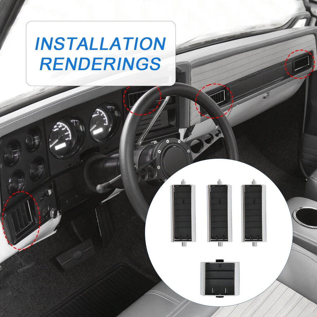 Set of 4 A/C Dash Vents for Chevy GMC Truck (1973–1980)