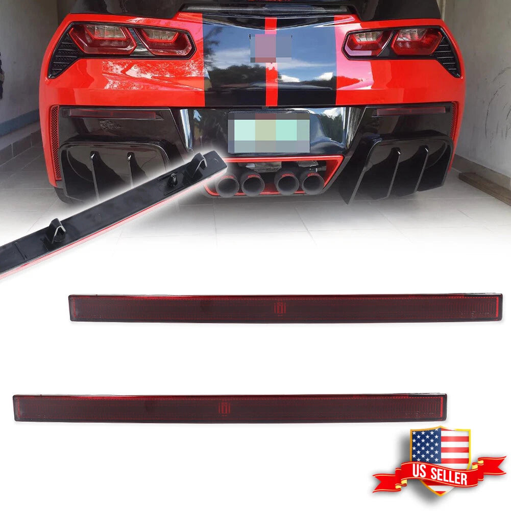 2X Red Lens Rear Bumper Reflector Lights for Chevy Corvette C7 (2014–2019)