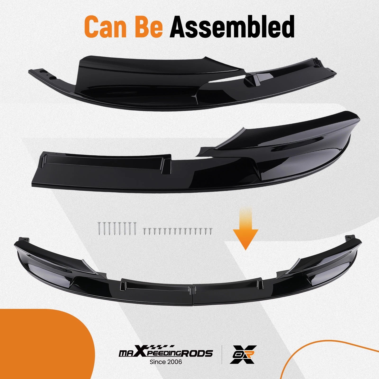 4PC Front Bumper Add On for BMW 3 Series M Sport (2012–2018) Black