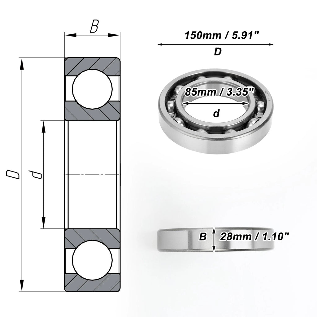Deep Groove Ball Bearing 85x150x28mm for Scooter Skateboard (1 Pc)