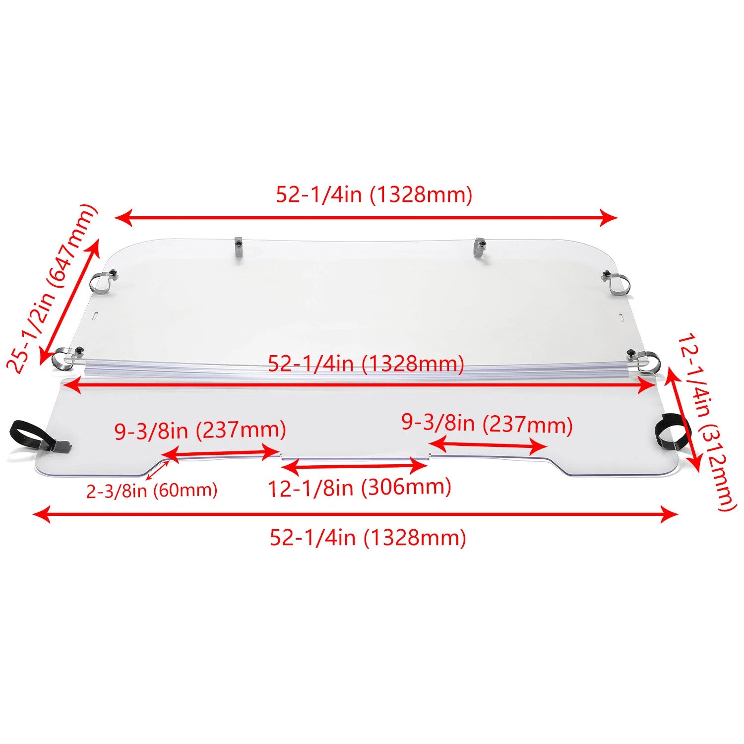 Clear Folding Windshield with Hardware for Kawasaki Mule 3000/3010 (2003–2013)
