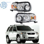Set of 2 Chrome Halogen Headlights for Ford Escape (2005–2007)