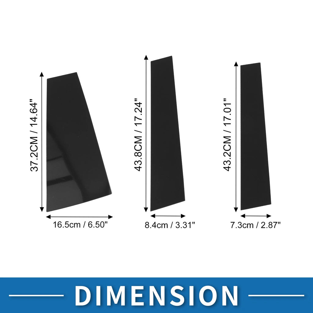 Set of 6 Door Pillar Window Trim for Toyota Highlander (2015–2021) Black