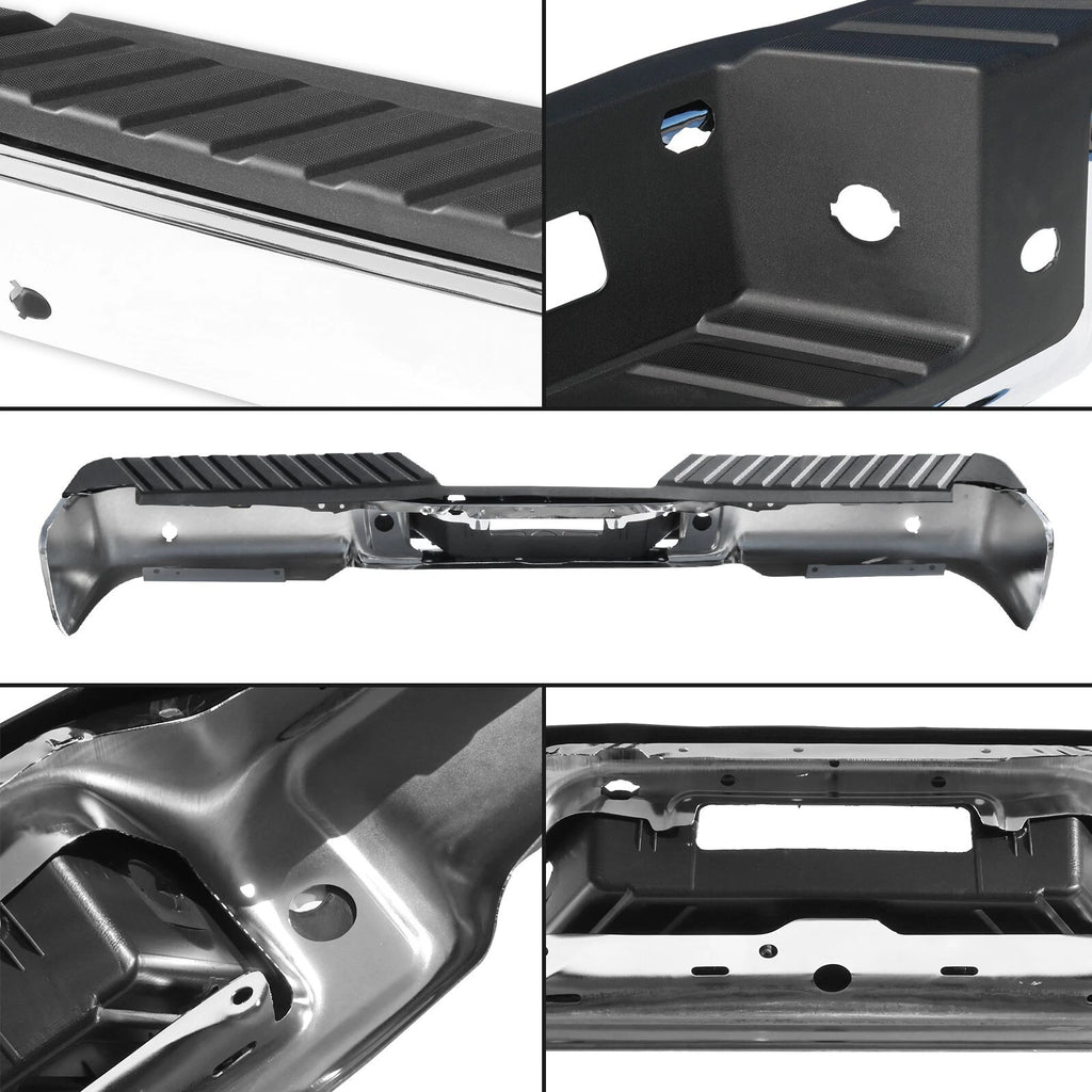 Chrome Rear Step Bumper for Ford F-150 (2004–2006) with Sensor Holes