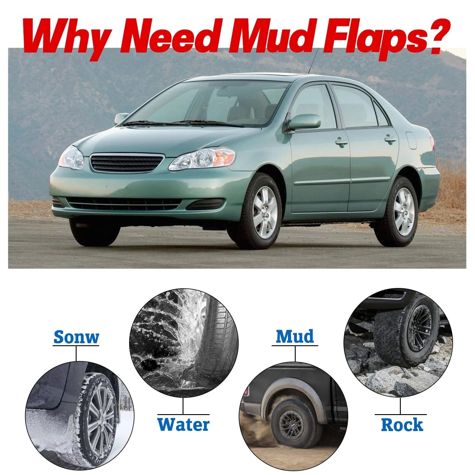 Set of 4 Mud Flaps for Toyota Corolla (2002–2008)