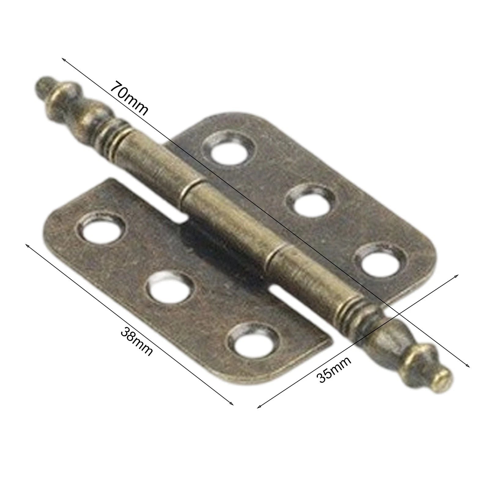 Set of 2 Antique Bronze Crown Hinges for Jewelry Box/Cabinet (6-Hole)
