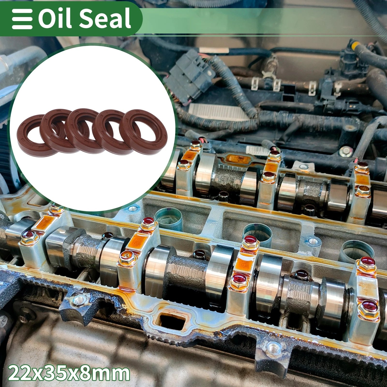 Set of 5 Oil Seal Rotary Shaft Seal FKM Rubber 22x35x8mm