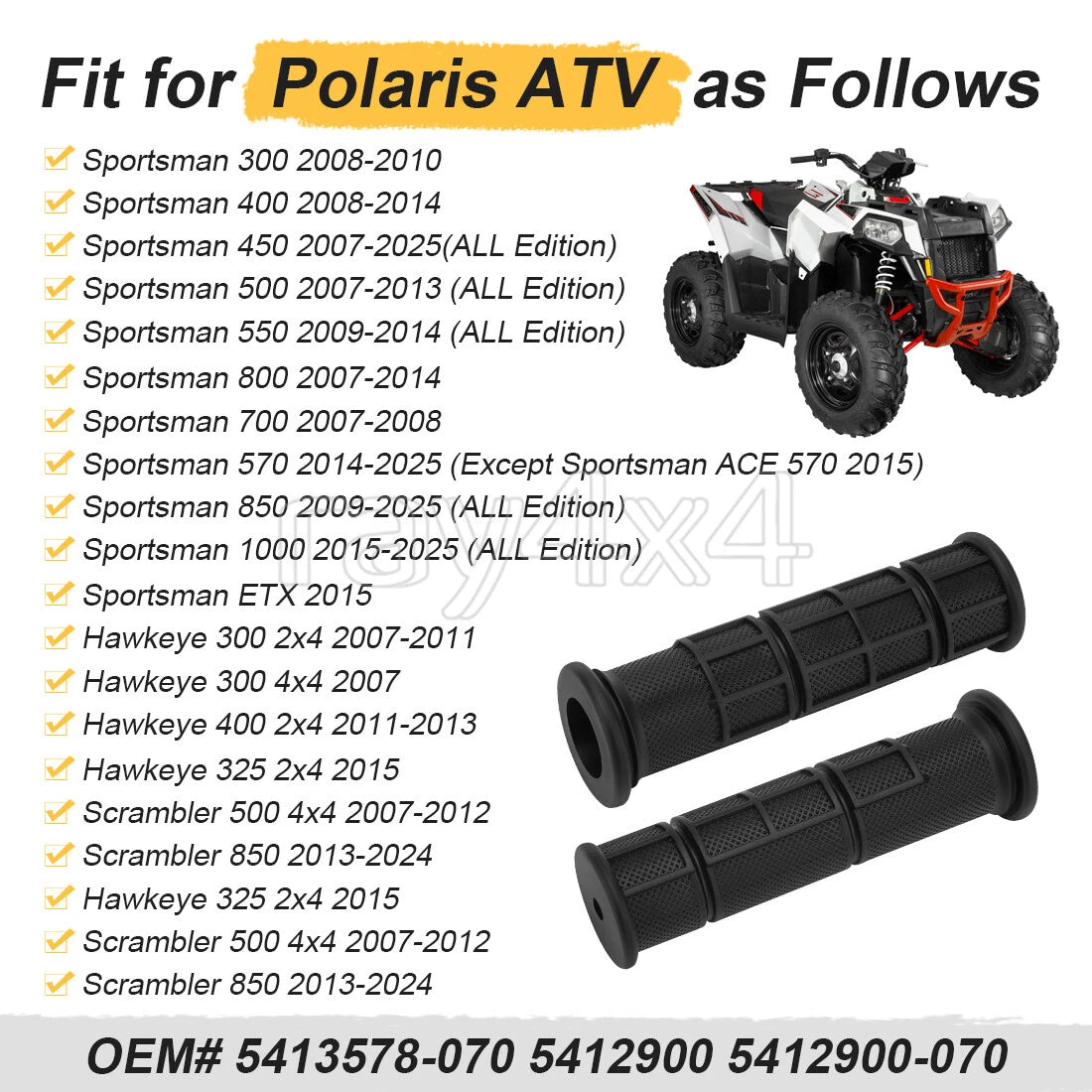 Handlebar Grips for Polaris Sportsman XP 550 850 1000 (2009–2025) ATV