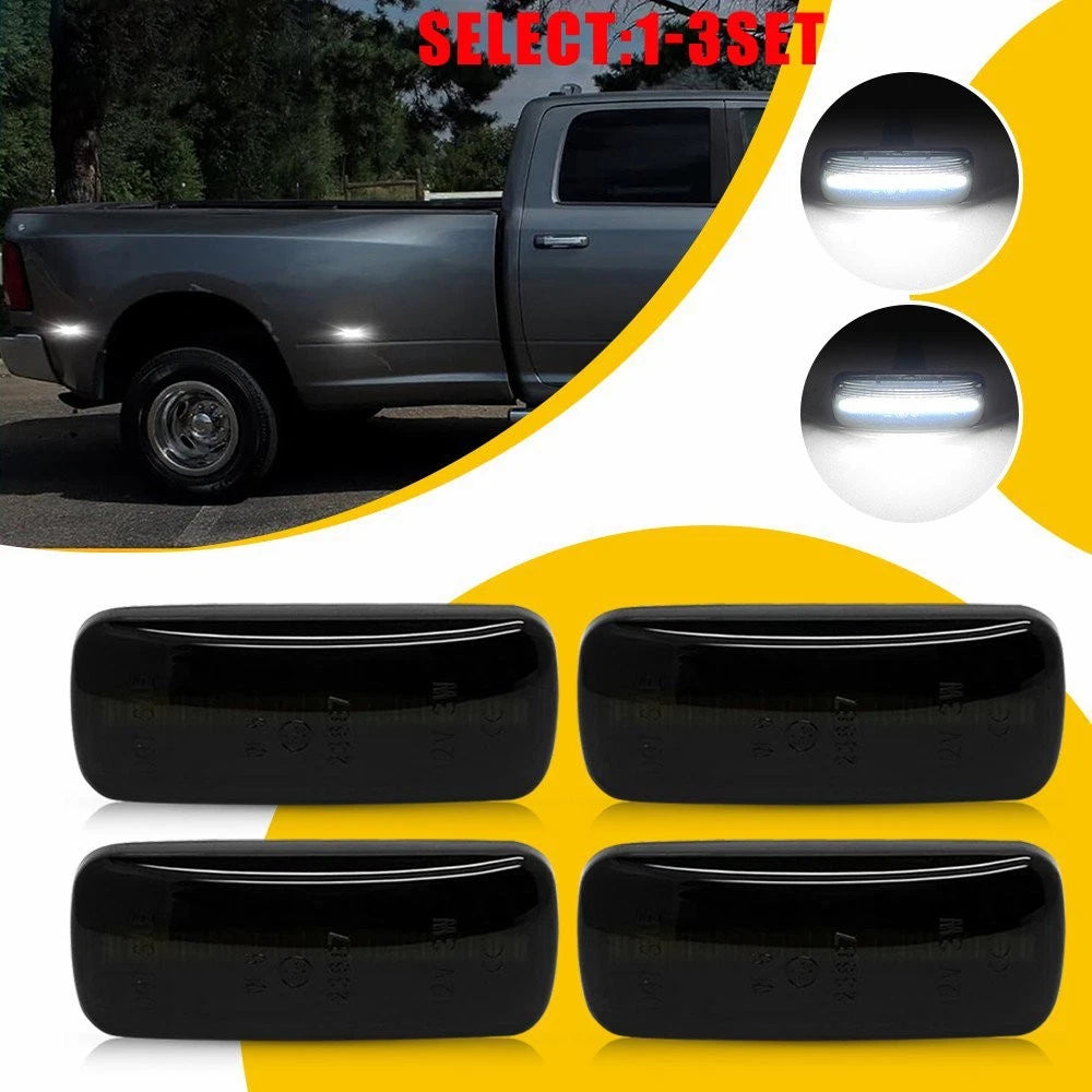 Set of 2 Smoked Lens White LED Fender Side Marker Lights for Dodge RAM (2010–2018)