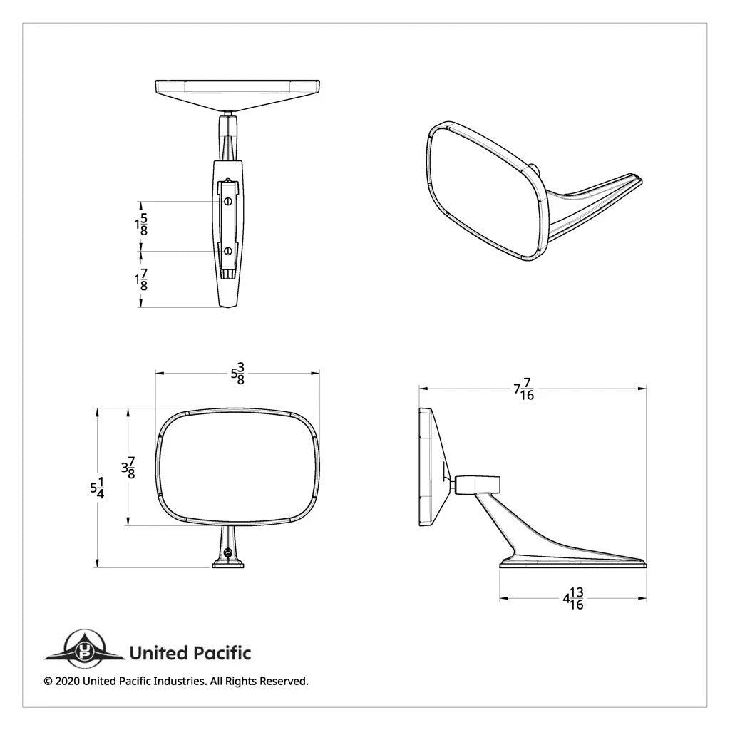 Outside Door Rear View Mirror Replacement for 1968–1972 Chevy Full Size