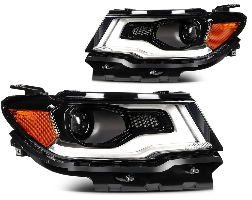 HID/Xenon LED DRL Projector Headlight Assembly Pair for Jeep Compass (2017–2021)
