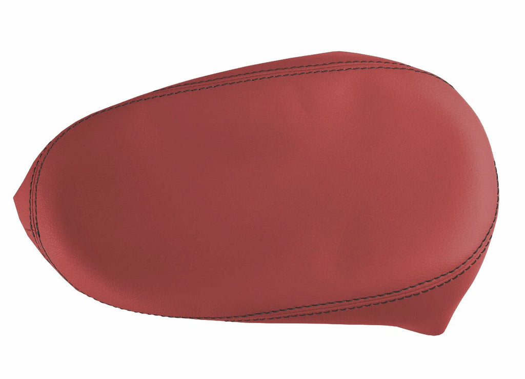 Leather Console Lid Armrest Cover for Kia Soul (2014–2019) Red Black Stitch