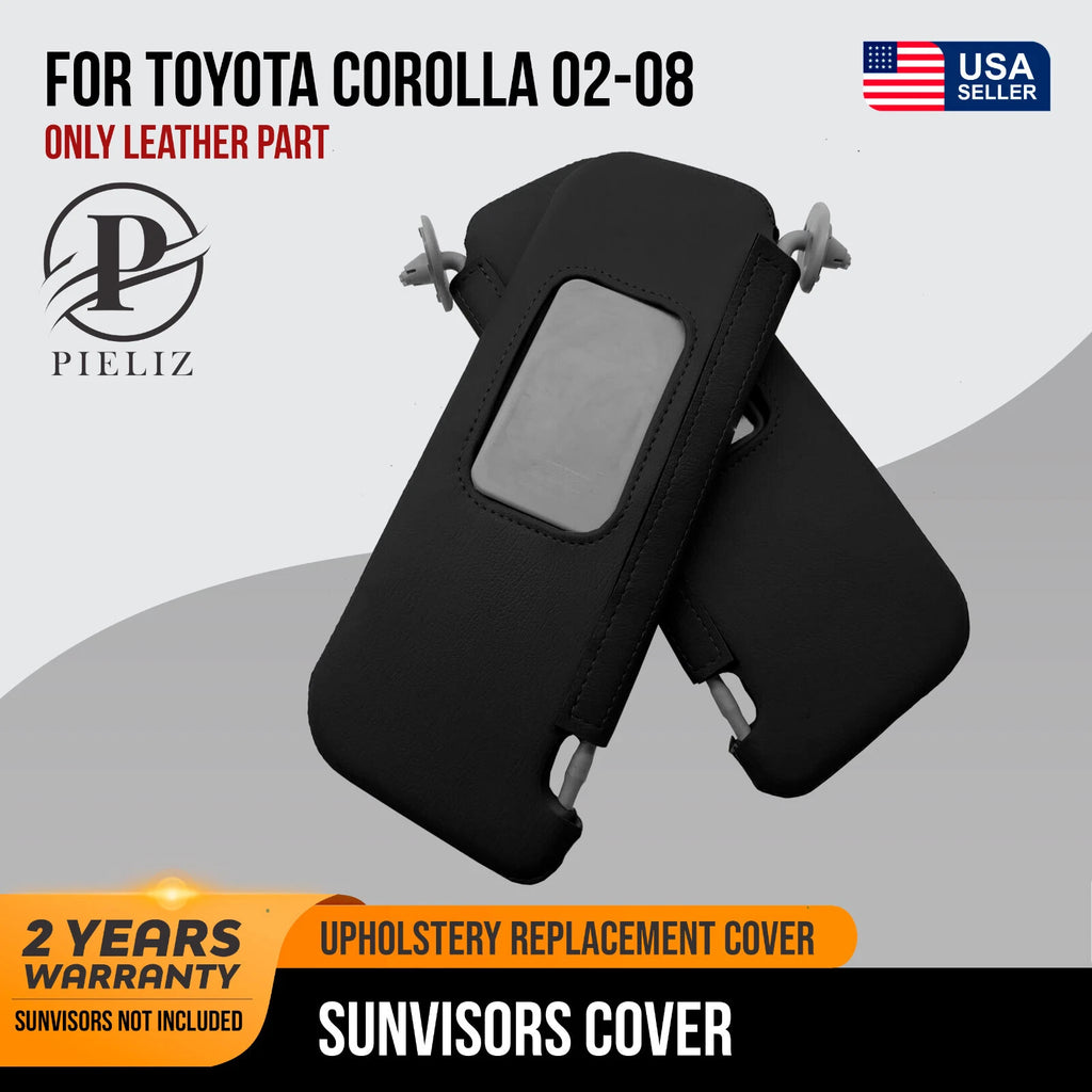 Sunvisors Cover Skin for Toyota Corolla (2002–2008) Black PVC Leather