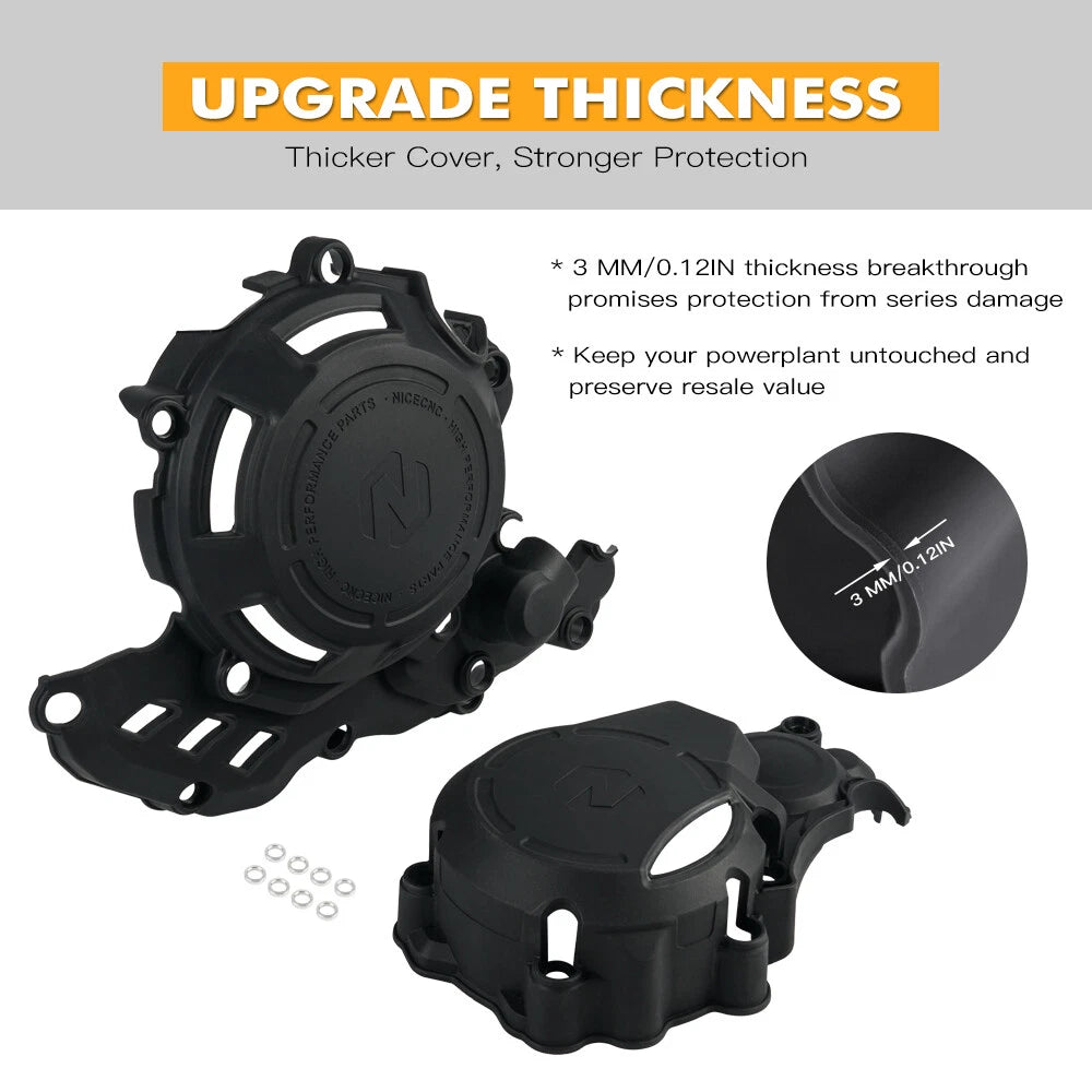 Crankcase Clutch Ignition Cover Guard for Husqvarna FE250 FE350 (2017–2023) Black
