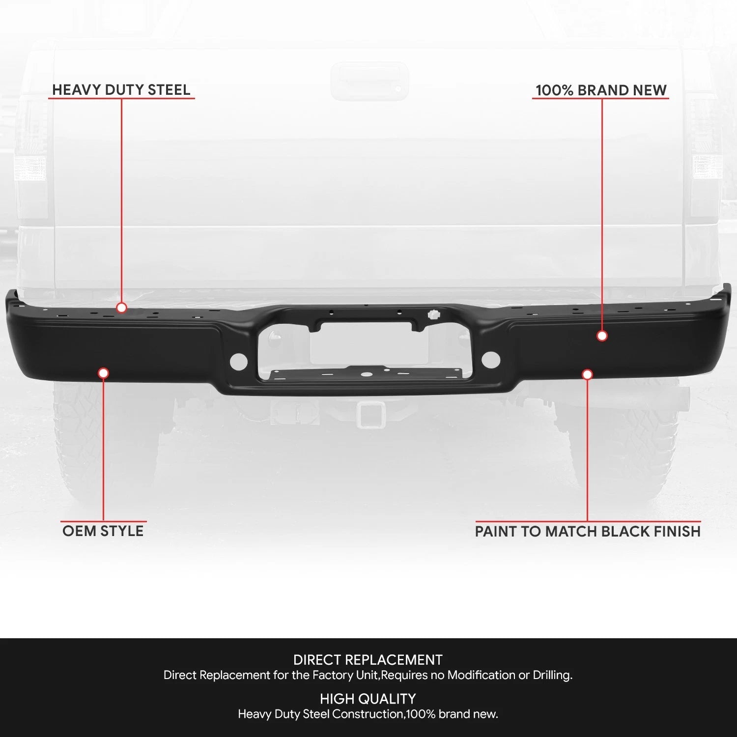 Rear Bumper Face Bar for Ford F-150, Lincoln Mark LT (2004–2008)