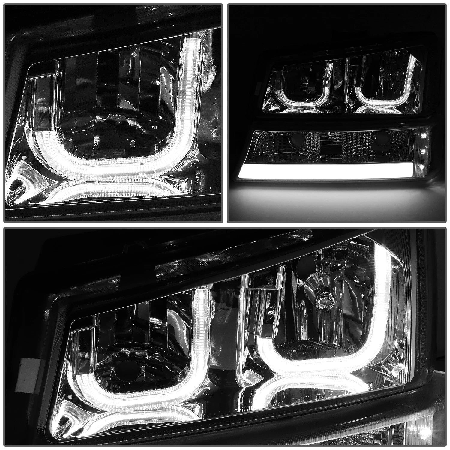 2X J-Halo LED DRL Smoked/Clear Headlight Bumper Lamp for Chevy Silverado (2003–2007)