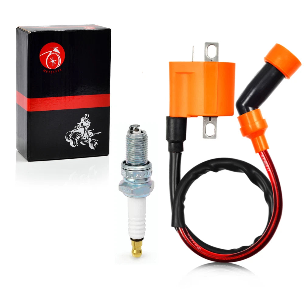 Ignition Coil Pack & Spark Plug + Cap for Arctic Cat 500 4x4 (1999–2009) 3430-007