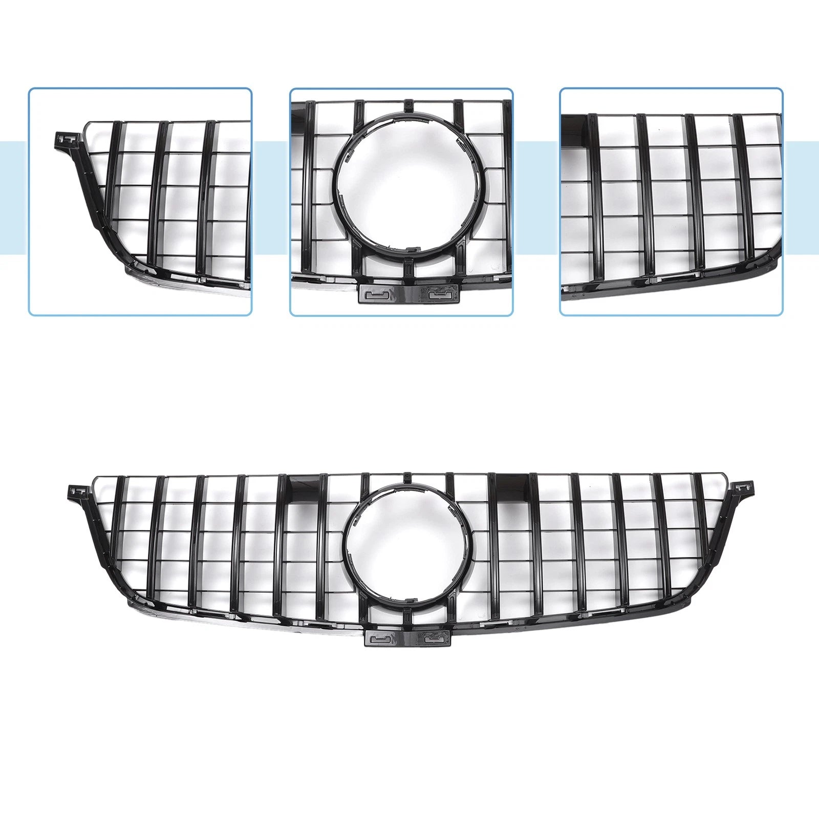 Front Upper Bumper Grille for Mercedes-Benz ML63 AMG (2012–2015) Black