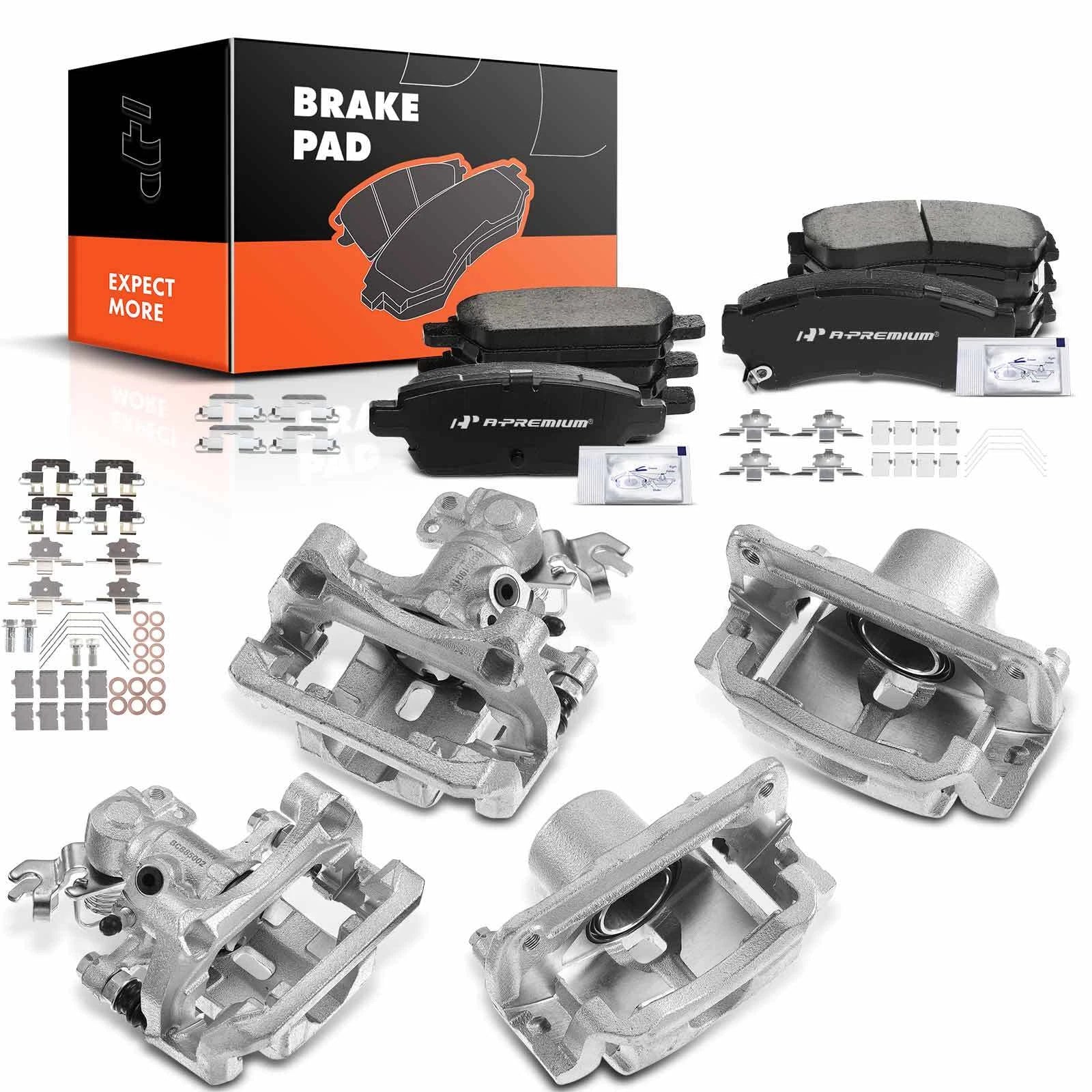 Set of 12 Brake Calipers & Pads for Ford Fusion (2006–2012)