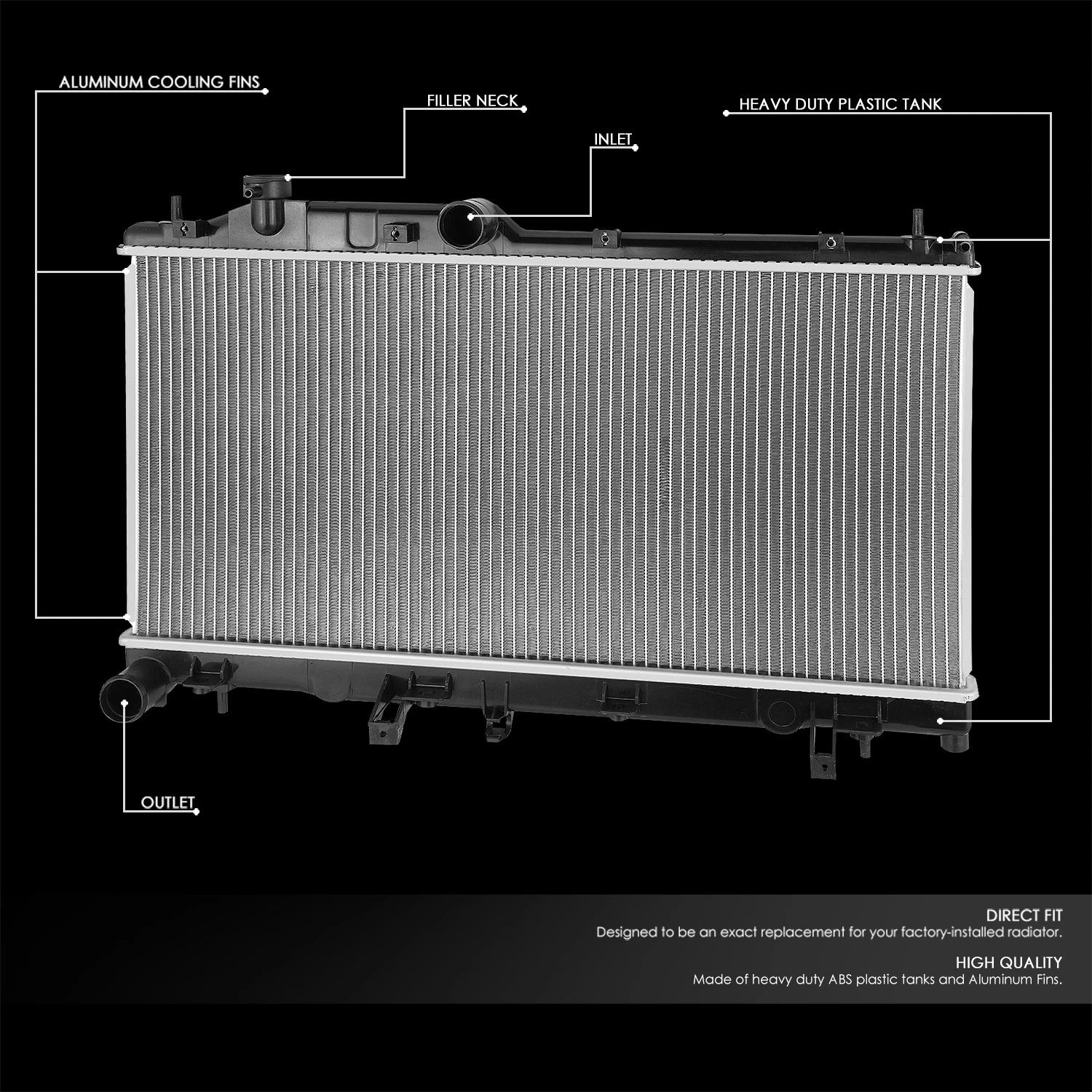OE Style Aluminum Radiator for Subaru Impreza WRX STI 2.5L (2008–2014) DPI 13093