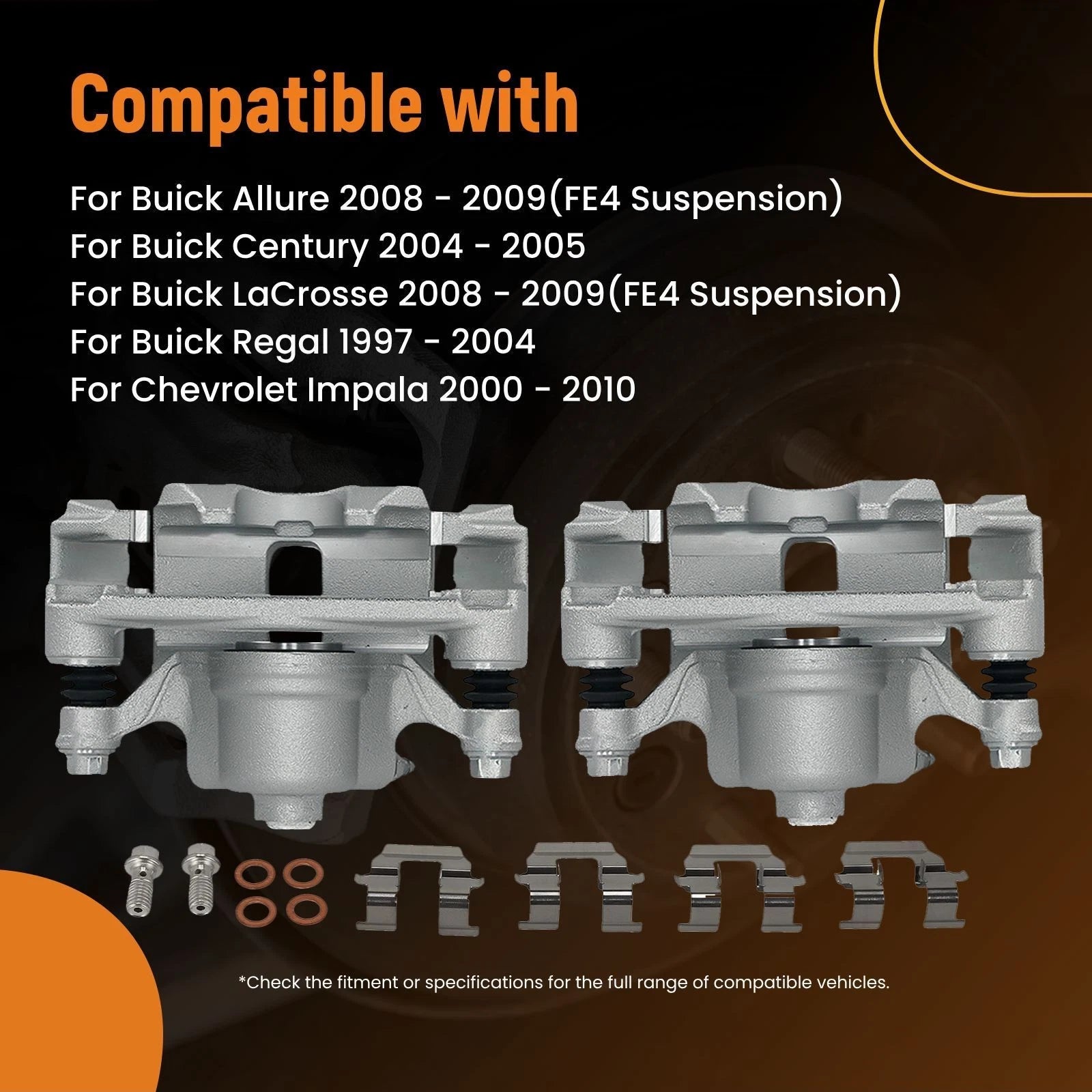 Rear Brake Caliper Kit for Chevrolet Monte Carlo (2000–2007) 18B4644 18B4645