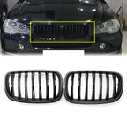 Carbon Style Gloss Black Grille for BMW X5 X6 E70 E71 (2008–2013)