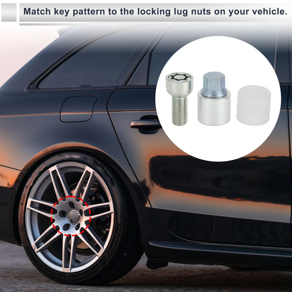 Type X Wheel Lock Lugnut with Bolt Kit Nut Removal Key for Audi A4L A5 (2013–2020)