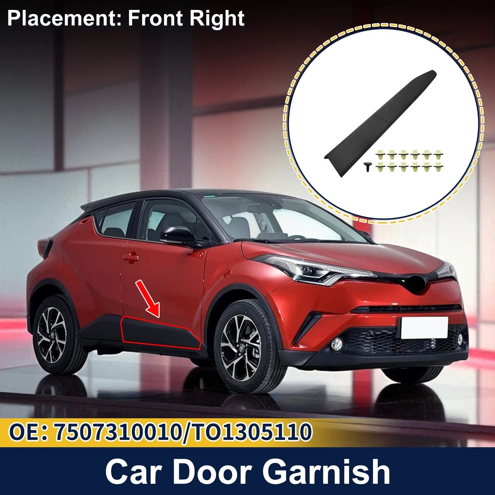 Door Side Lower Trim Garnish No. 7507310010 for Toyota C-HR (2017–2023)