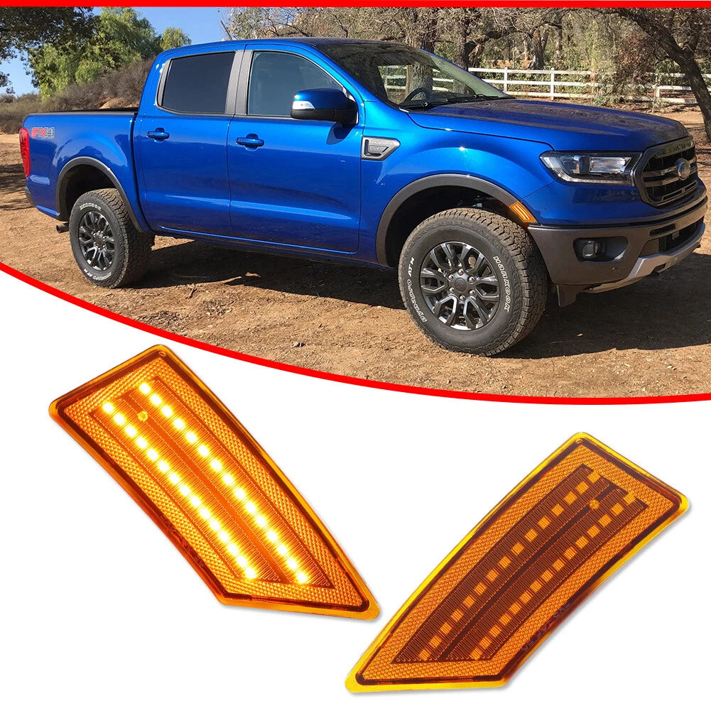 Amber Lens LED Front Side Marker Parking Lights for Ford Ranger (2019–2022)