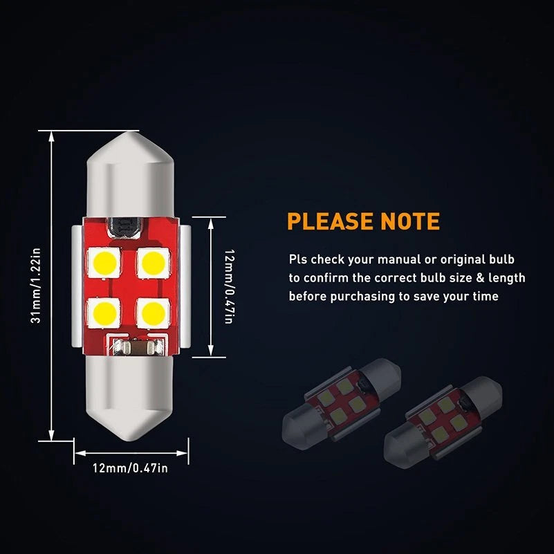 Set of 4 LED Festoon Interior Light Bulbs