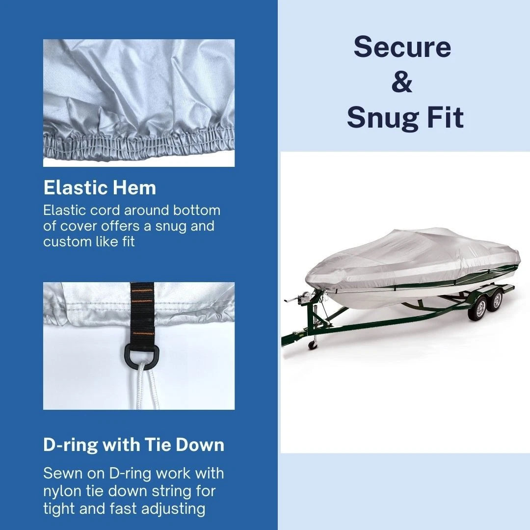 Boat Cover for V-Hull Fishing Ski Bass (16'-18.5'L, 96"W)