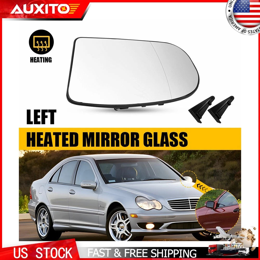 Left Heated Mirror Glass for Mercedes E C Class W211 W203 (2001–2007)