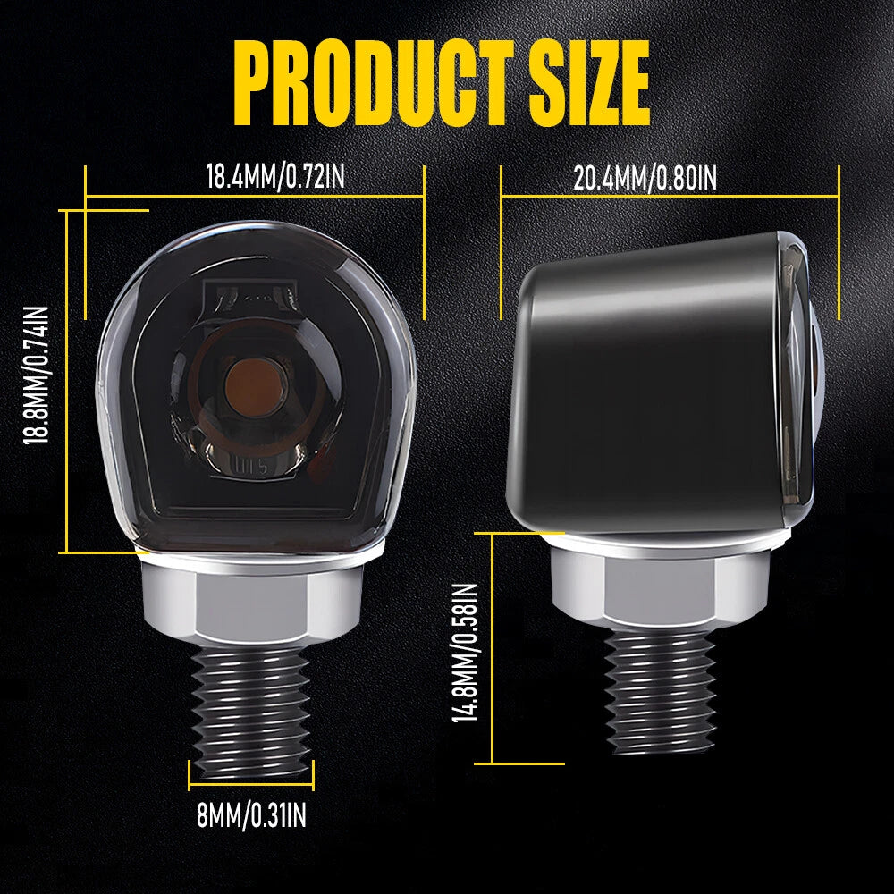 2X Amber LED Turn Indicator Lights for Universal Fit Motorcycle (Year Range)