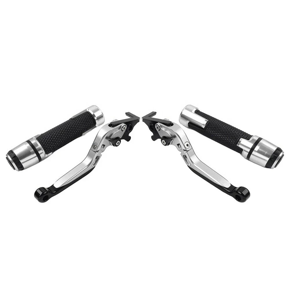 Silver Extendable Brake Clutch Levers & Handlebar Grips for Suzuki GSXR750