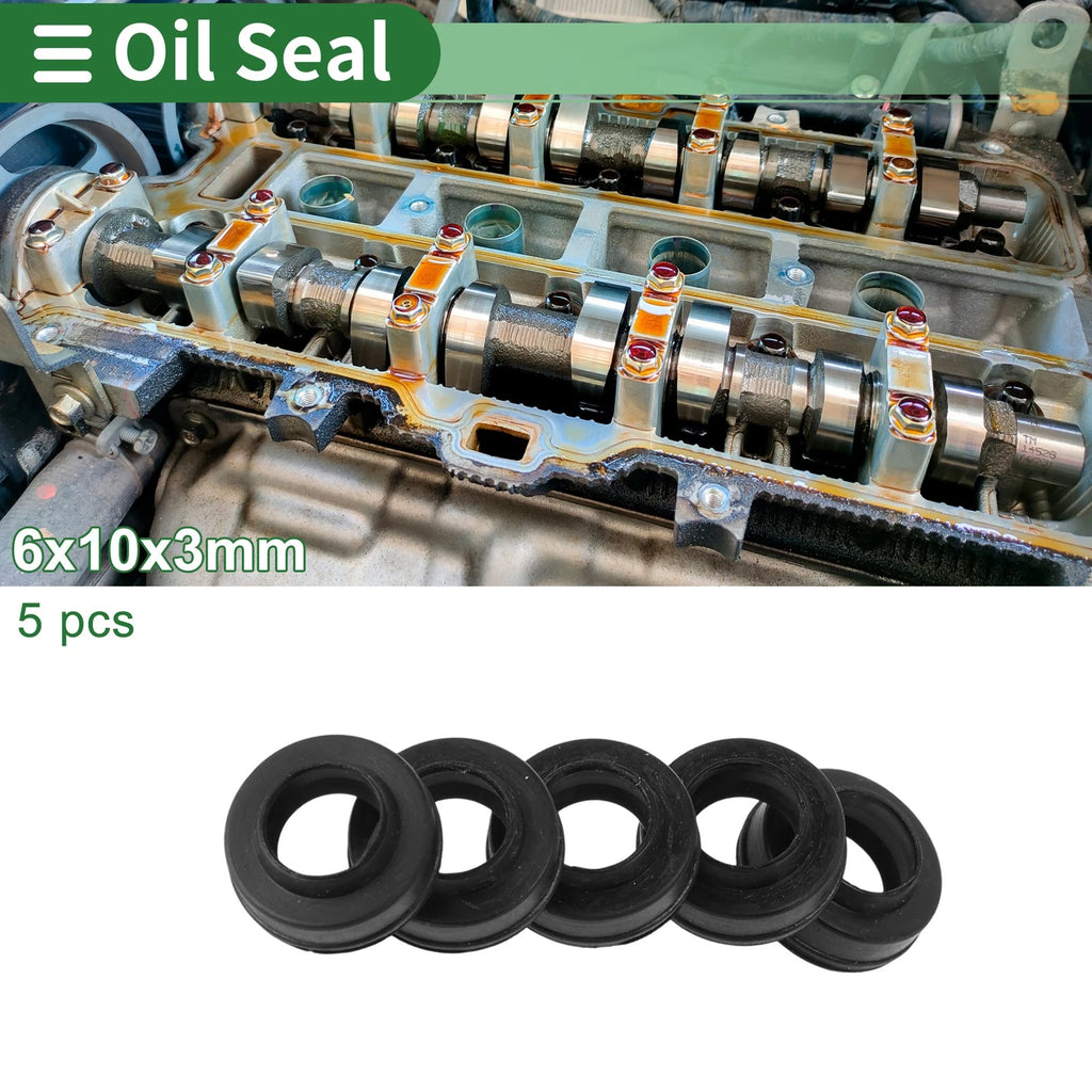 Set of 5 Oil Seal Ring NBR Rubber 6x10x3mm for Universal Applications