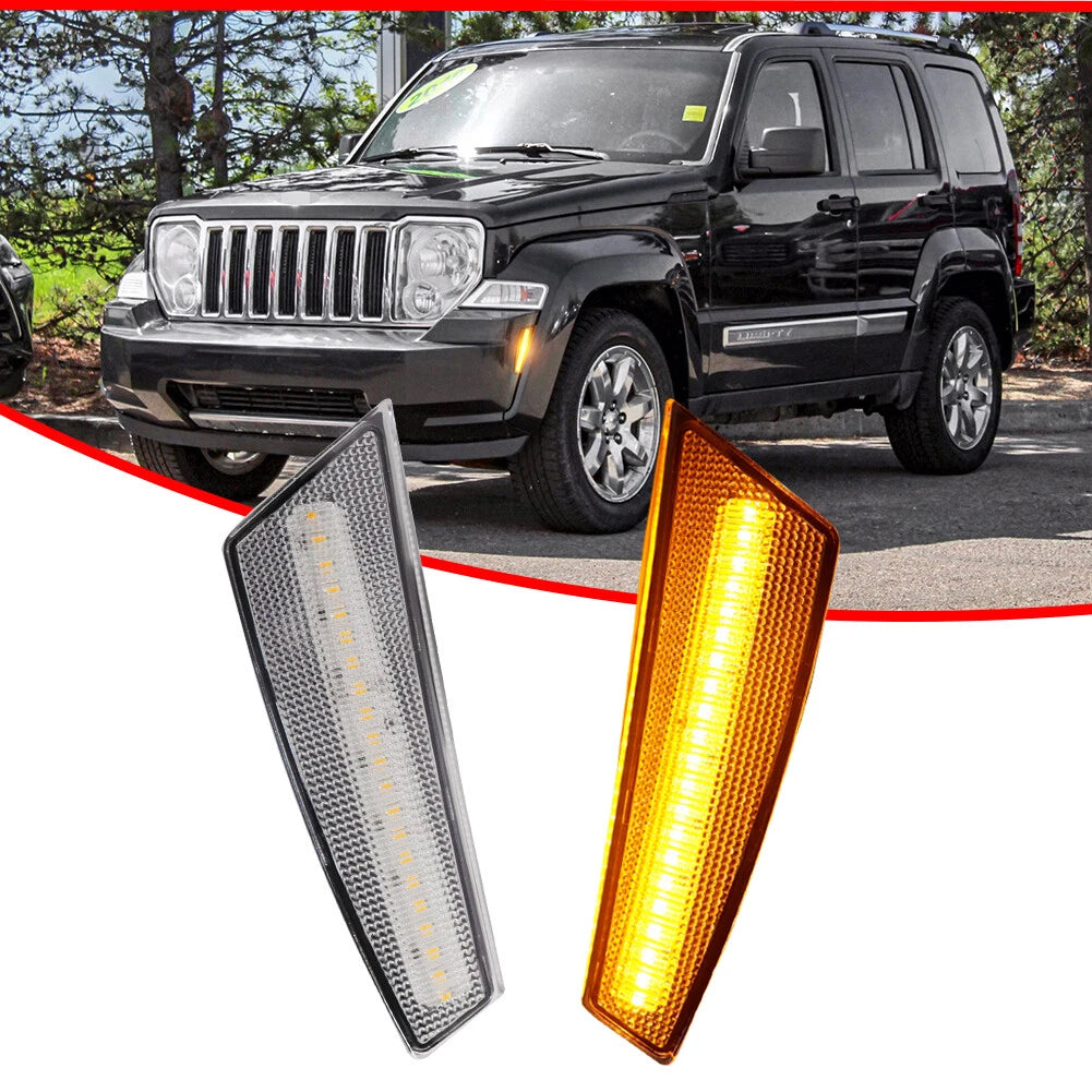 Clear Lens Amber LED Front Side Marker Lamp for Jeep Liberty (2008–2012)
