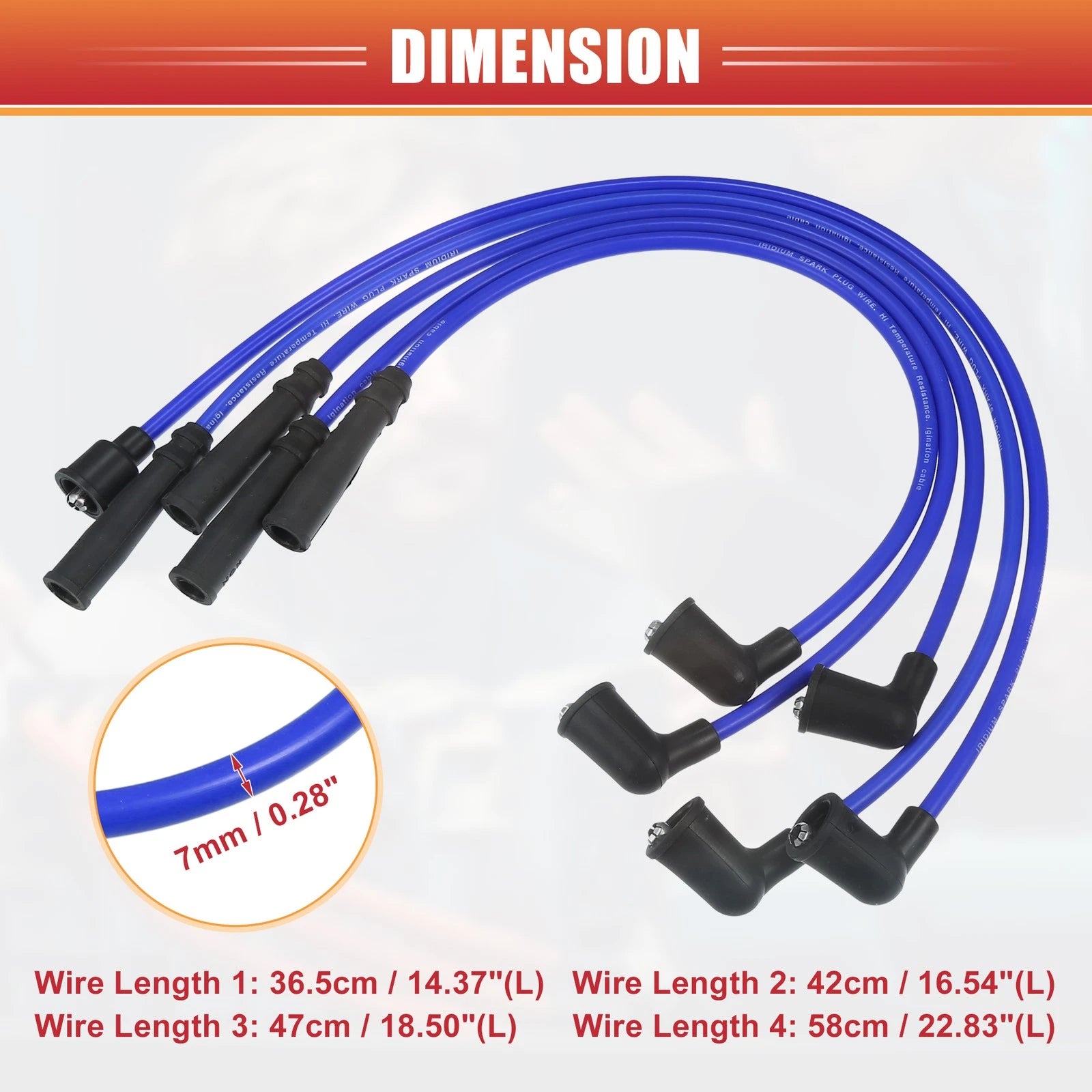 5pcs Spark Plug Wire Ignition Coil Cable No. 9091921450 for Toyota 4Runner (1989–1993)