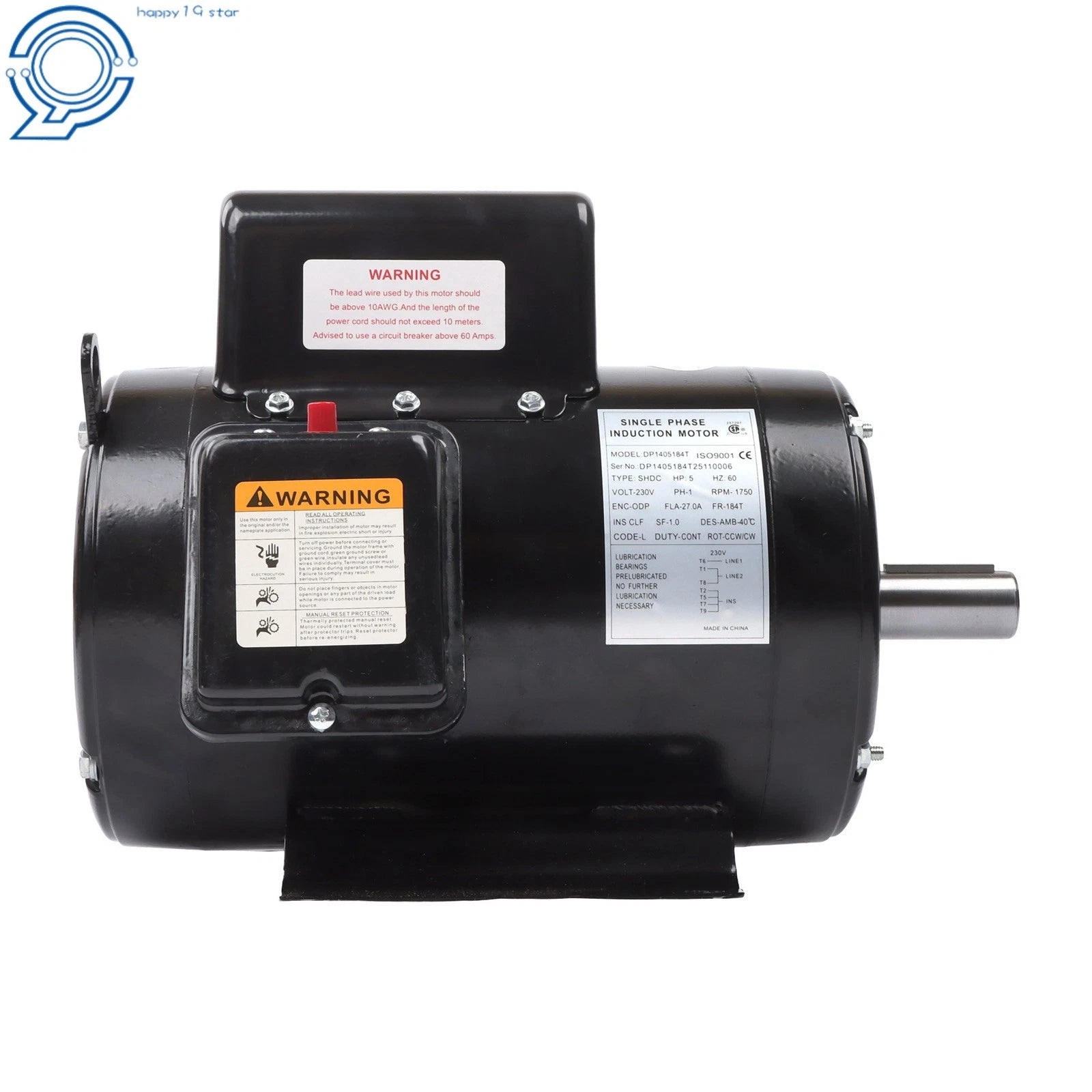 5HP Single Phase ODP Motor 184T 208-230V 60Hz for Compressor Duty