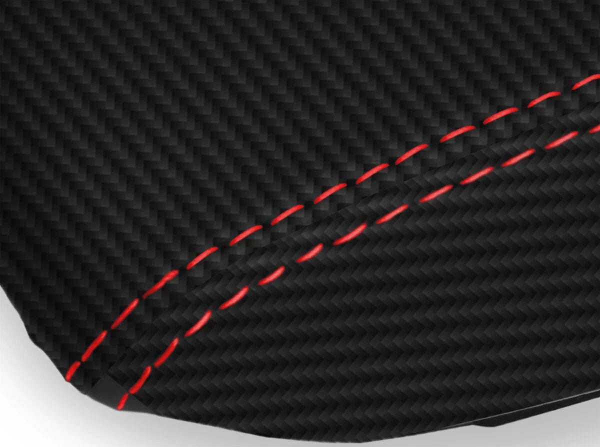 Console Lid Armrest Cover for Chevrolet Cruze (2016–2018) Carbon Fiber Red Stitch