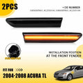 2PC Smoked Lens Amber LED Front Fender Side Marker Lights for Acura TL (2004–2008)