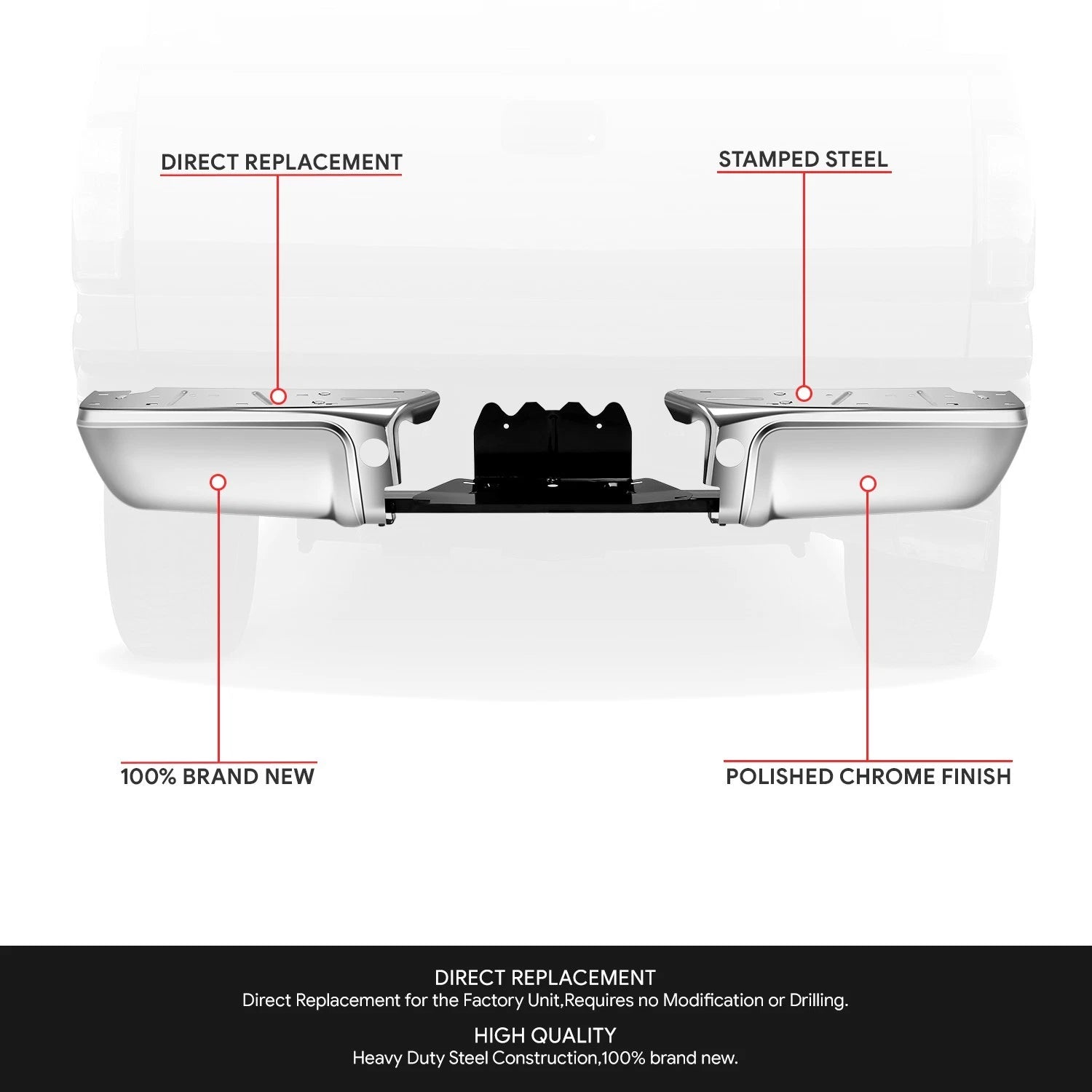 Chrome Rear Step Bumper for Ford F-250 F-350 SD (2008–2016)