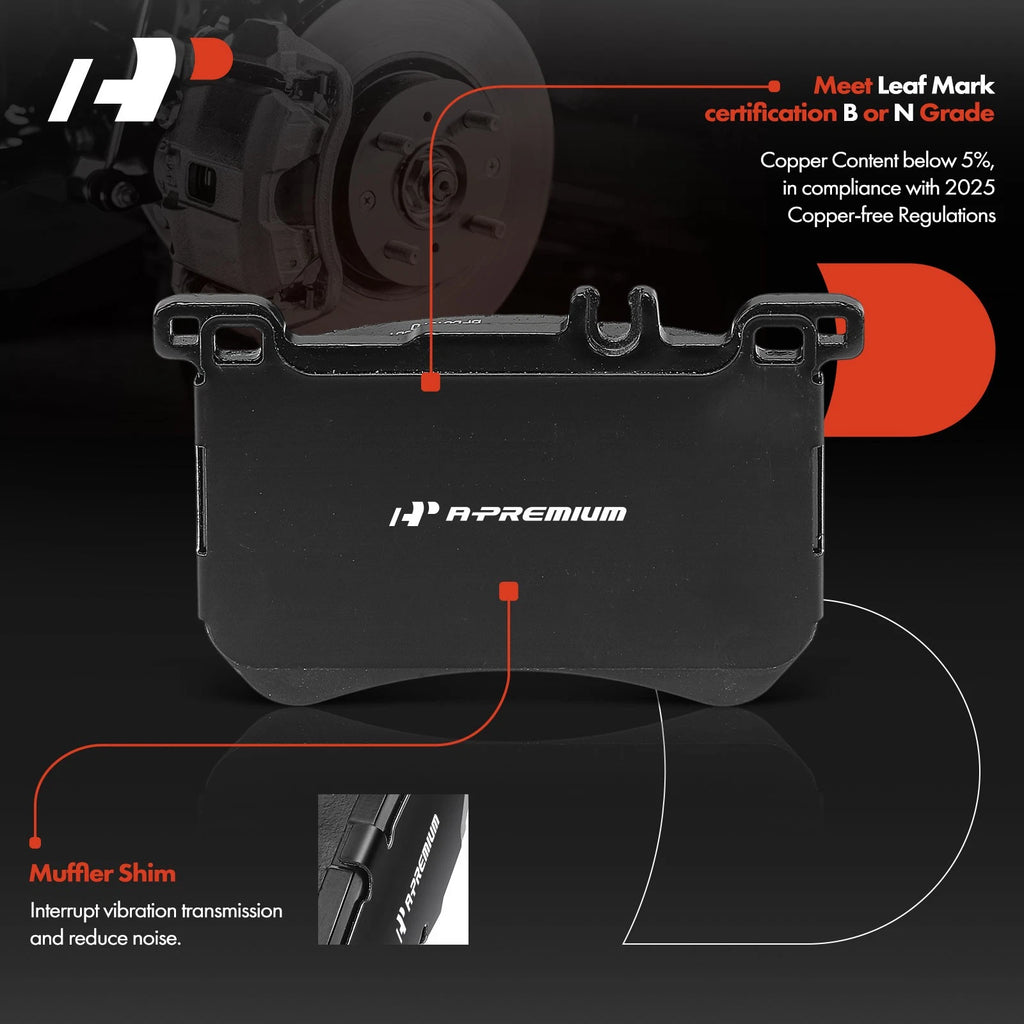 Set of 4 Front Ceramic Brake Pads for Mercedes-Benz SL400 (2015–2016)