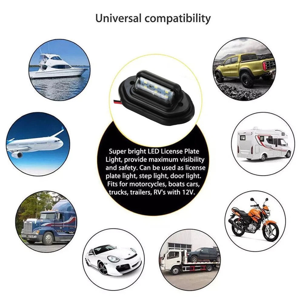 10Pc LED License Plate Light for Universal Vehicles (12-24V)