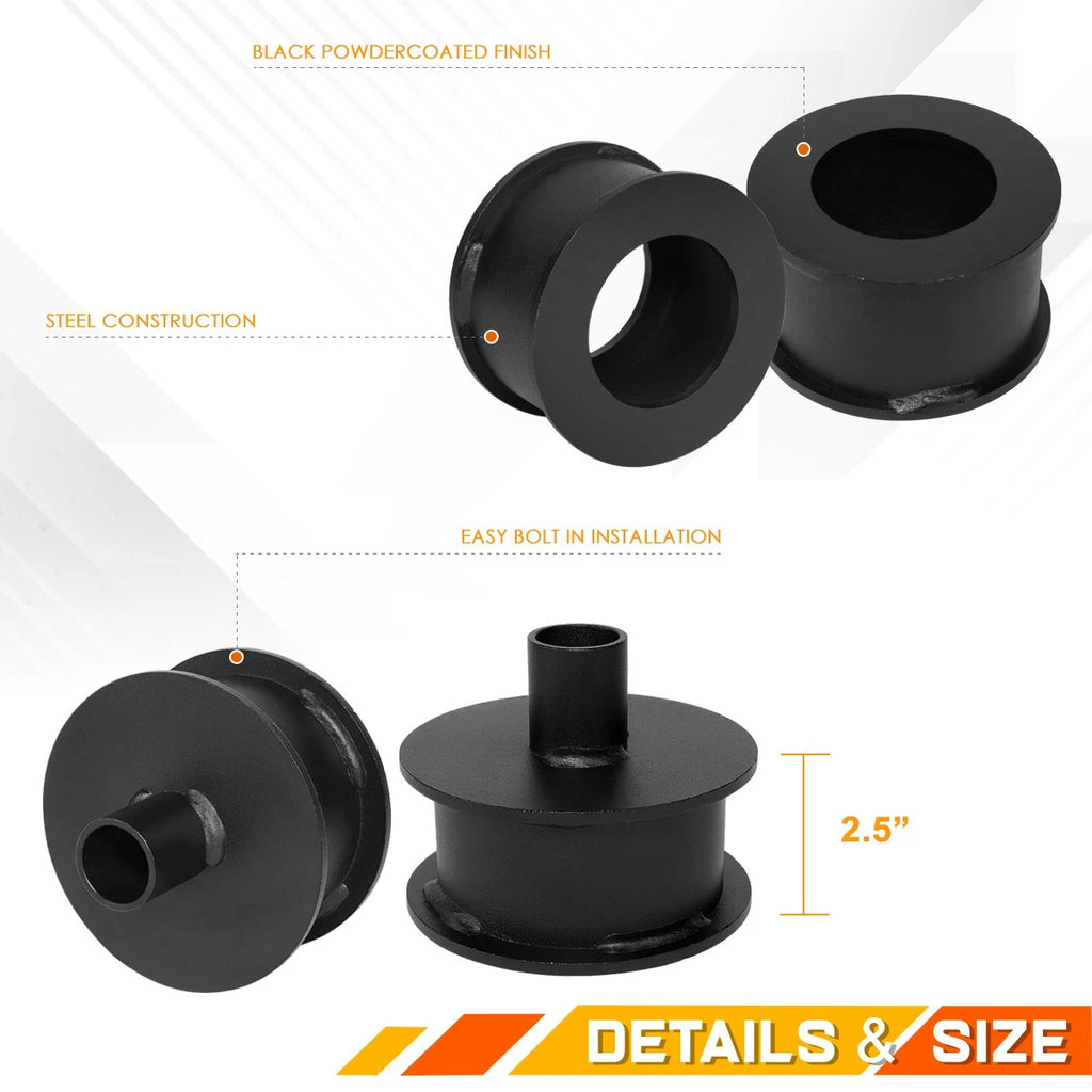 2X 2.5" Lift Spring Spacers & Shock Extension Brackets for Jeep Wrangler JK (2007–2018)
