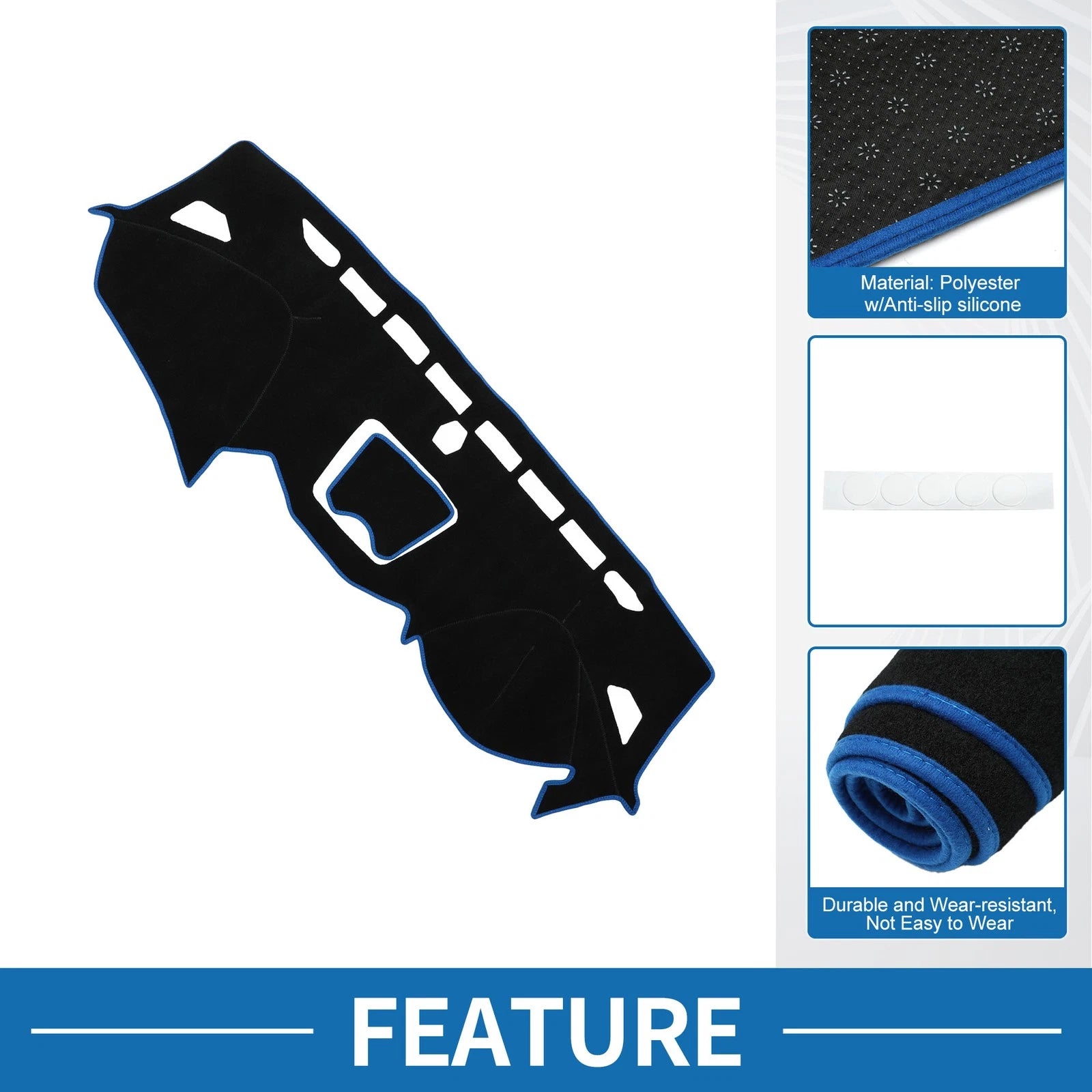 Dashboard Dash Cover Mat for Hyundai Santa Fe Sport (2013–2018) Black Blue