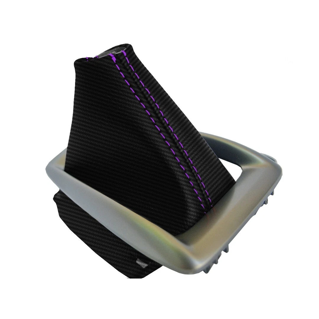 Automatic Shift Boot Cover for Mazda 3 (2014–2016) - Carbon Fiber, Purple Stitch