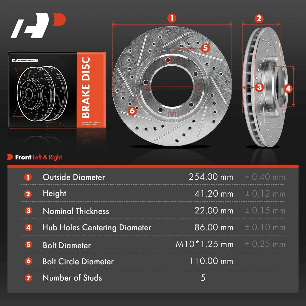 Front Side Drilled Brake Rotors for Toyota Tacoma (1995–2004)