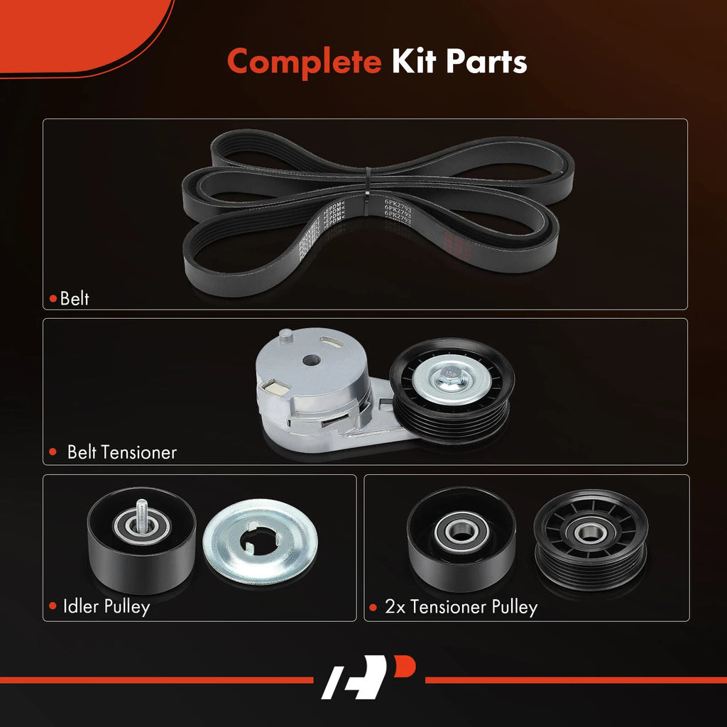 5X Serpentine Belt Drive Component Kit for Buick Terraza (2005-2008)