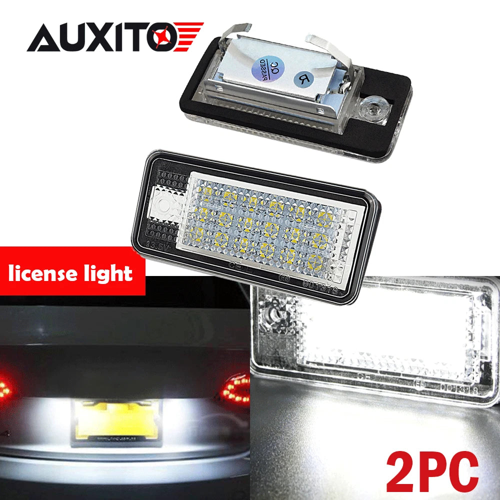 2X Canbus Xenon White LED License Plate Light for Audi Q7 A3 A4 A6 (2006–2020)
