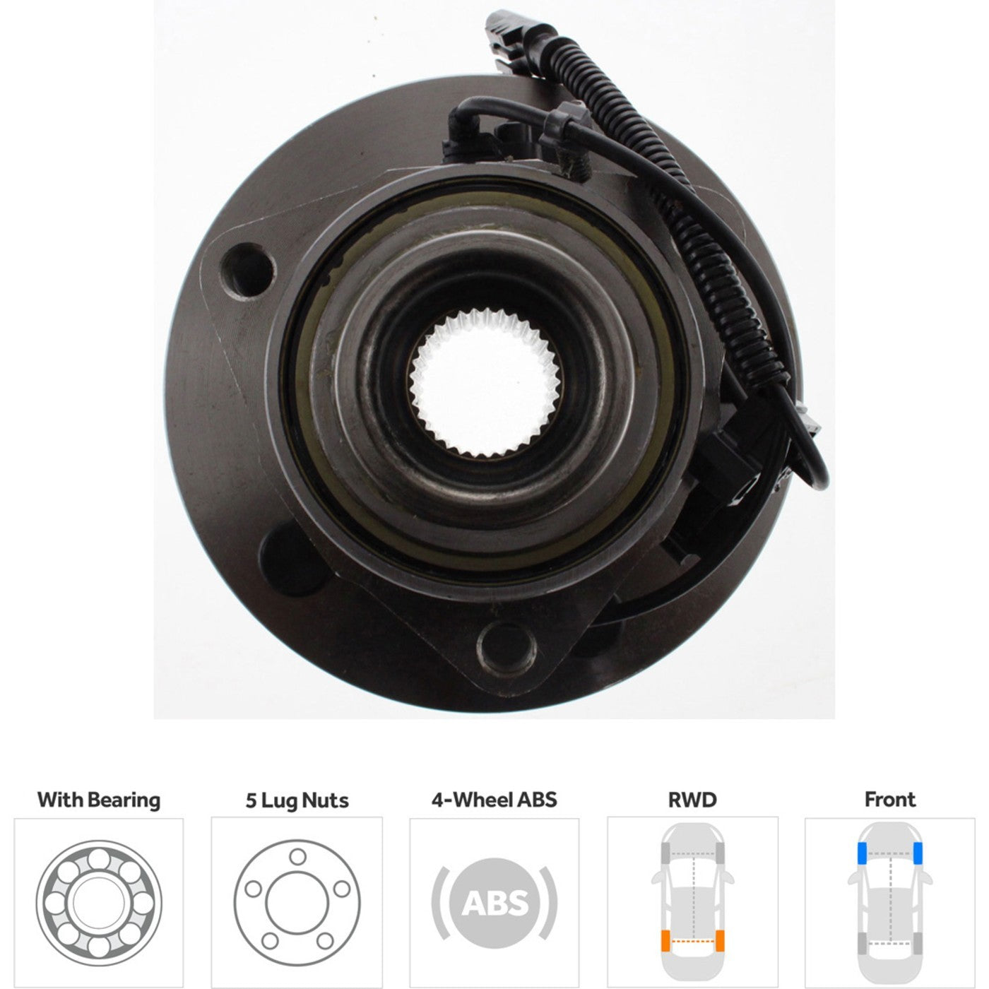Wheel Hubs for Dodge Dakota (2005–2010) Front LH & RH 5 Lug 4-Wheel ABS